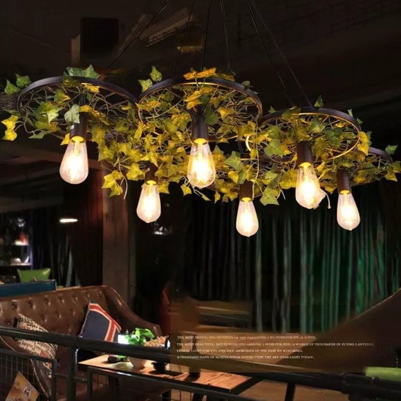 Rustic 6 Bulb Wagon Wheel Chandelier Distressed Bronze Finish Home Business - Picture 14 of 16